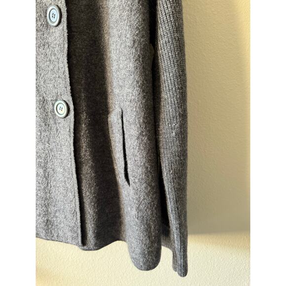 Harvé Benard 100% Wool Gray Double Breasted Peacoat Ribbed Sleeves Women’s Large - Picture 7 of 13
